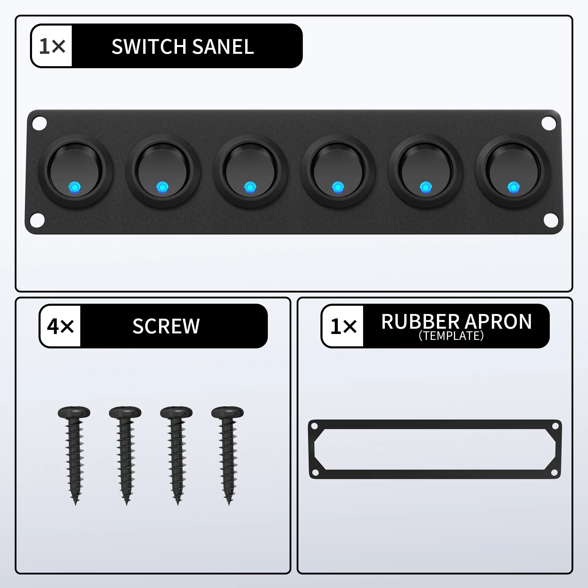 6-Gang Marine Switch Panel | 12V 20A SPST Rocker Switches for RV, Boat & Truck - Thumbnail 3