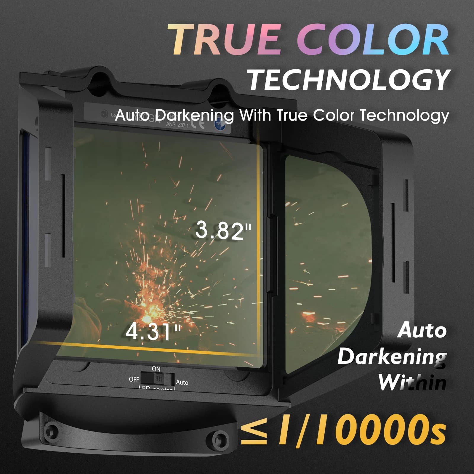 Auto-Darkening Welding Helmet | Rechargeable Battery | TIG MIG CUT Grind Protection - Thumbnail 5