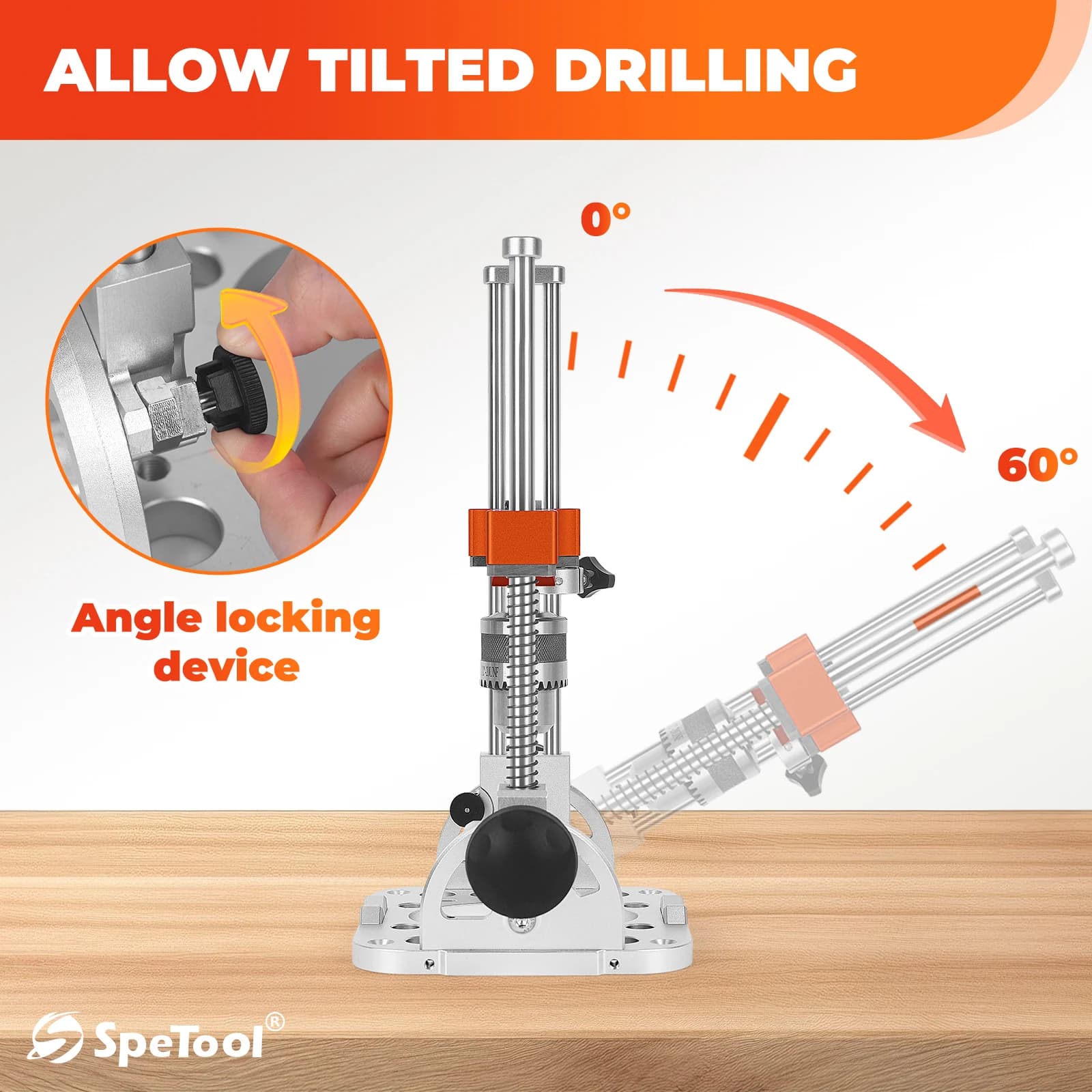 Portable Drill Guide | 0.05mm Precision | 0-60° Multi-Angle Adjustable | Heavy-Duty Aluminum Base - Thumbnail 4