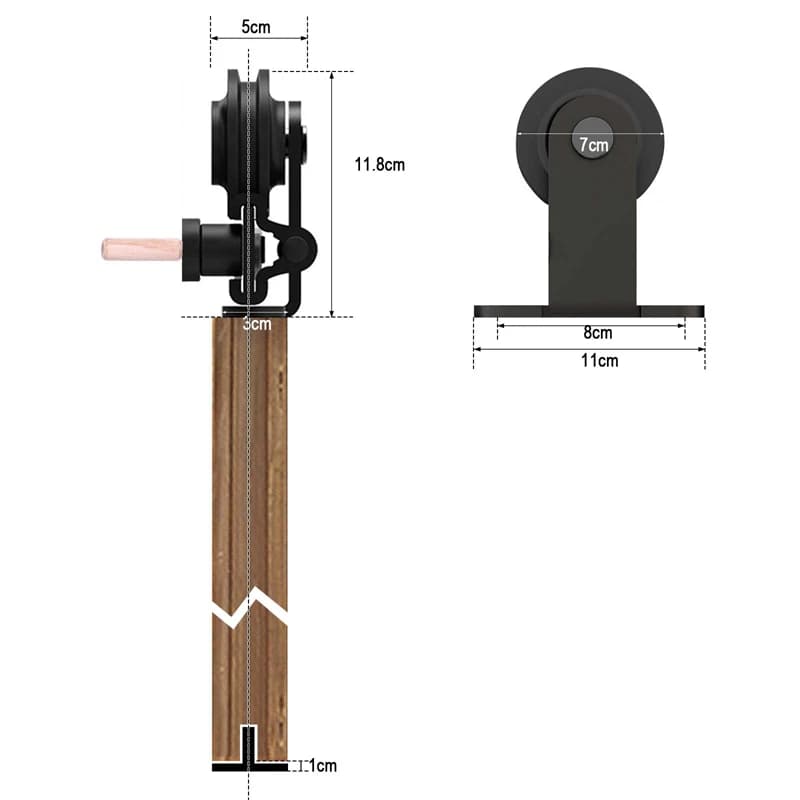 Sliding Barn Door Hardware Kit | 5-6.6 Ft Adjustable Track | Heavy-Duty Roller System - Thumbnail 4
