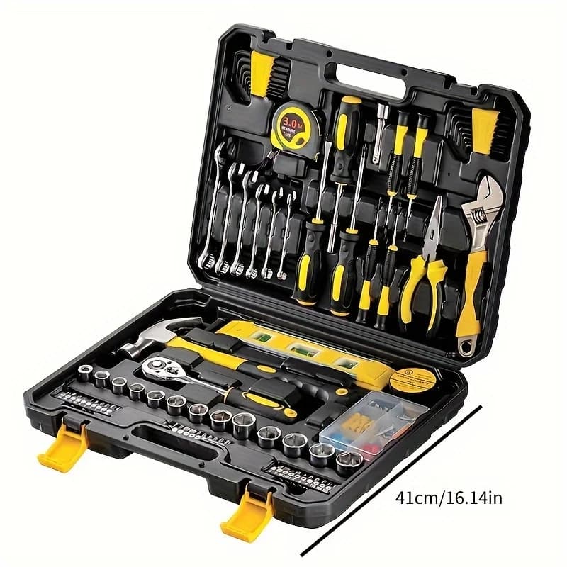 108-Piece Multi-Purpose Manual Tool Set with Carbon Steel Tools and Storage Box for Automotive and Home Repair - Thumbnail 4