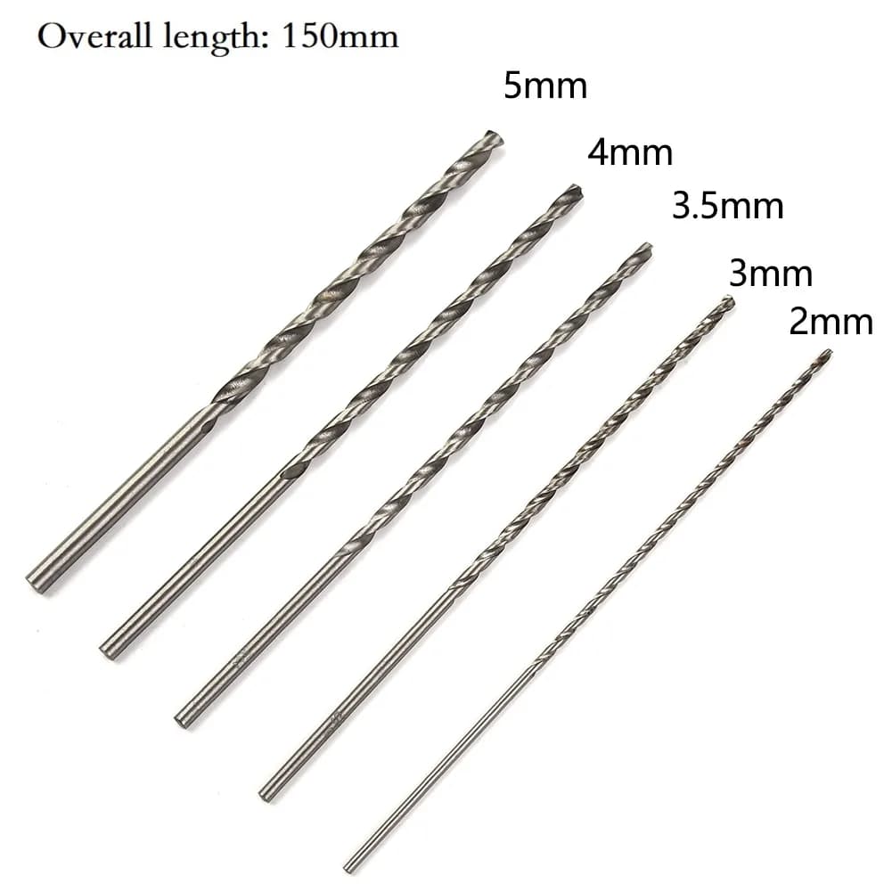 Long HSS Drill Bits | 150mm Length | 5-Piece Set for Wood, Aluminum & Plastic - Thumbnail 2
