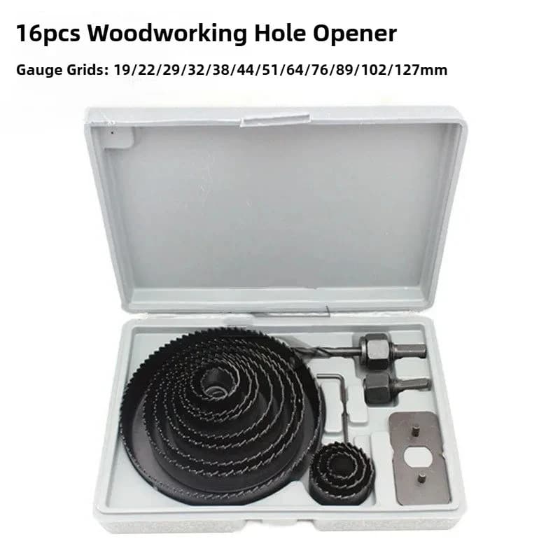 16-Piece Hole Saw Kit | 19-127mm Bi-Metal Drill Bits for Wood, Metal & Plastic - Thumbnail 3