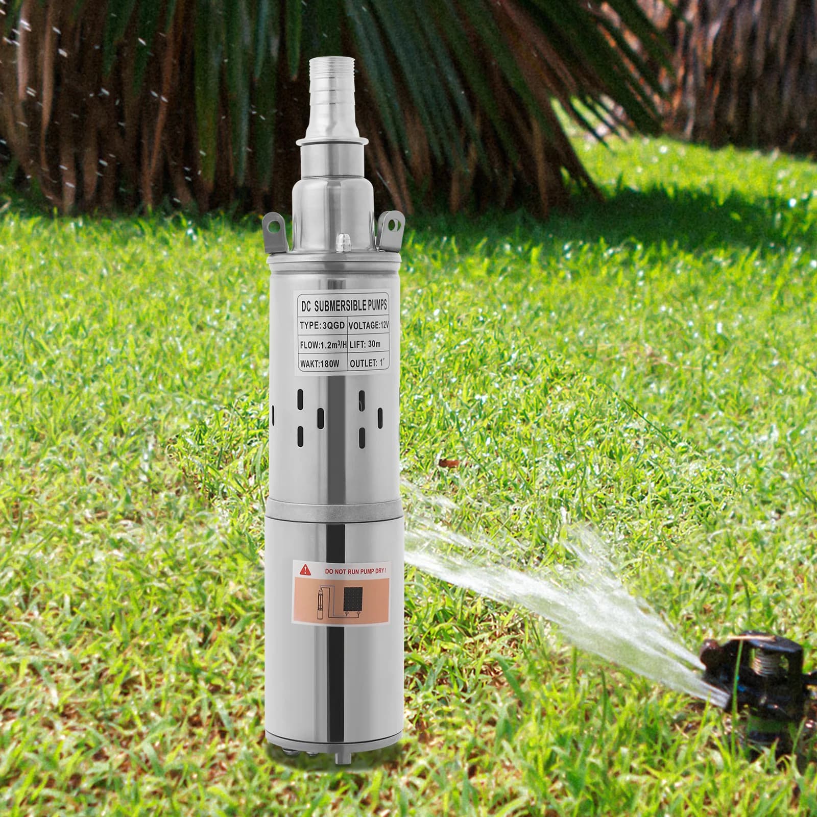 12V Solar Water Pump | 180W Deep Well Submersible | 98ft Lift for Garden & Agriculture - Thumbnail 3