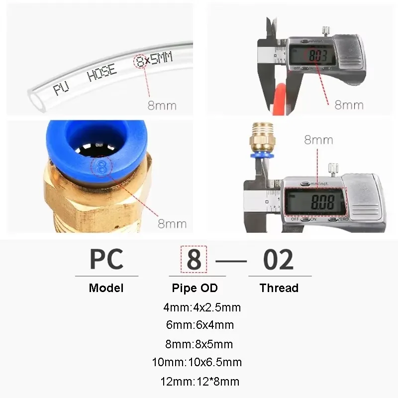 Quick-Connect Air Fittings | 1/8 to 1/2 NPT Threads | 4-12mm Hose Sizes - Thumbnail 2