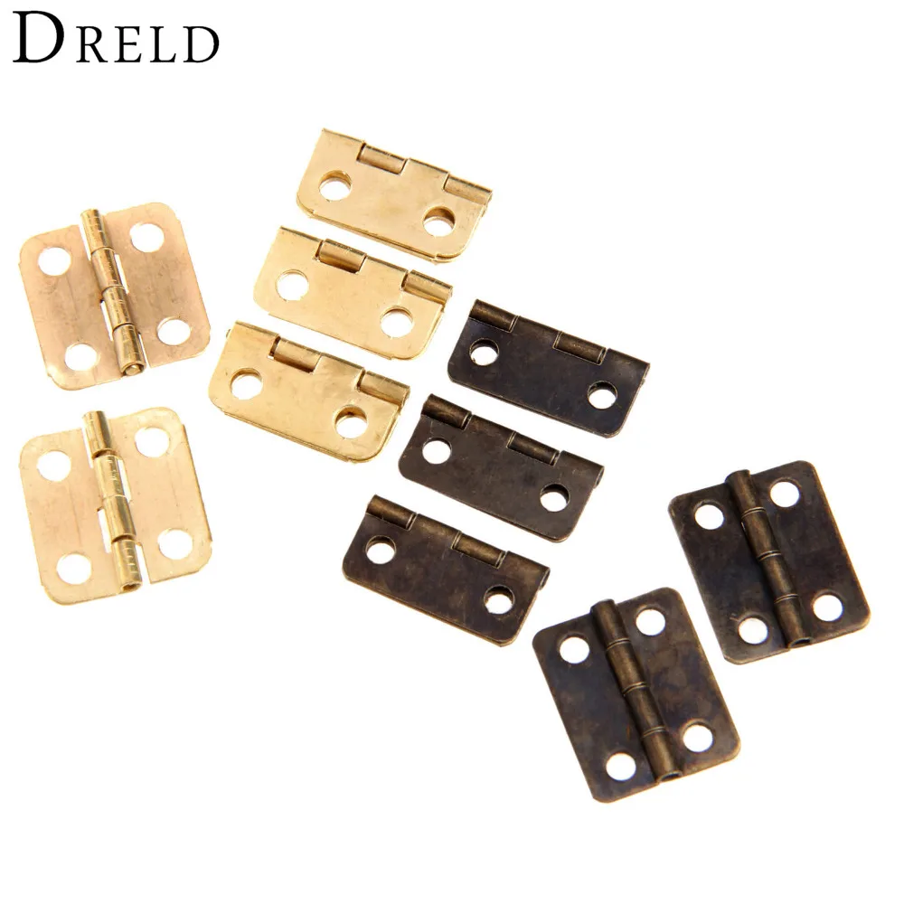 10 Pcs Antique Bronze Cabinet Hinges | 16x13mm Small Furniture Fittings | For Jewelry & Wood Boxes - Thumbnail 3