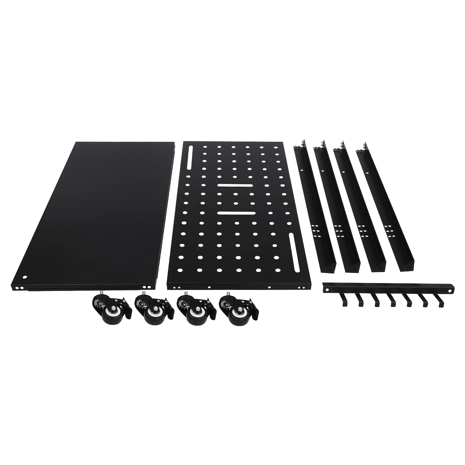 Welding Table with Adjustable Height | 36 x 18 Perforated Steel Top | Portable Workshop Cart - Thumbnail 2