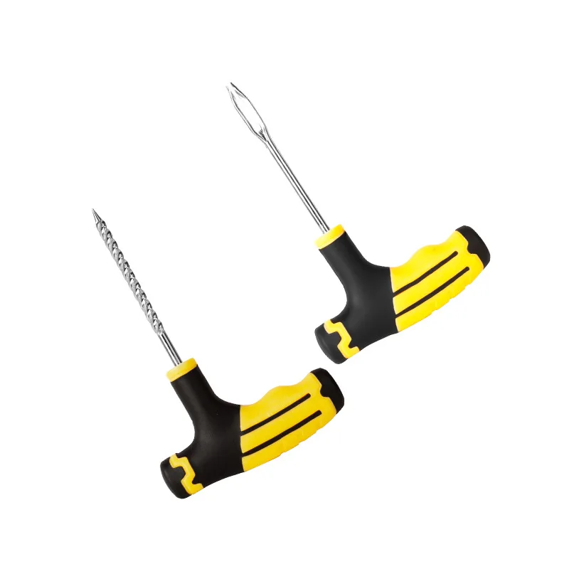 Professional 4-in-1 tubeless tire repair kit for car, van, motorcycle, and bike puncture emergencies with glue, drill, and hand tools.