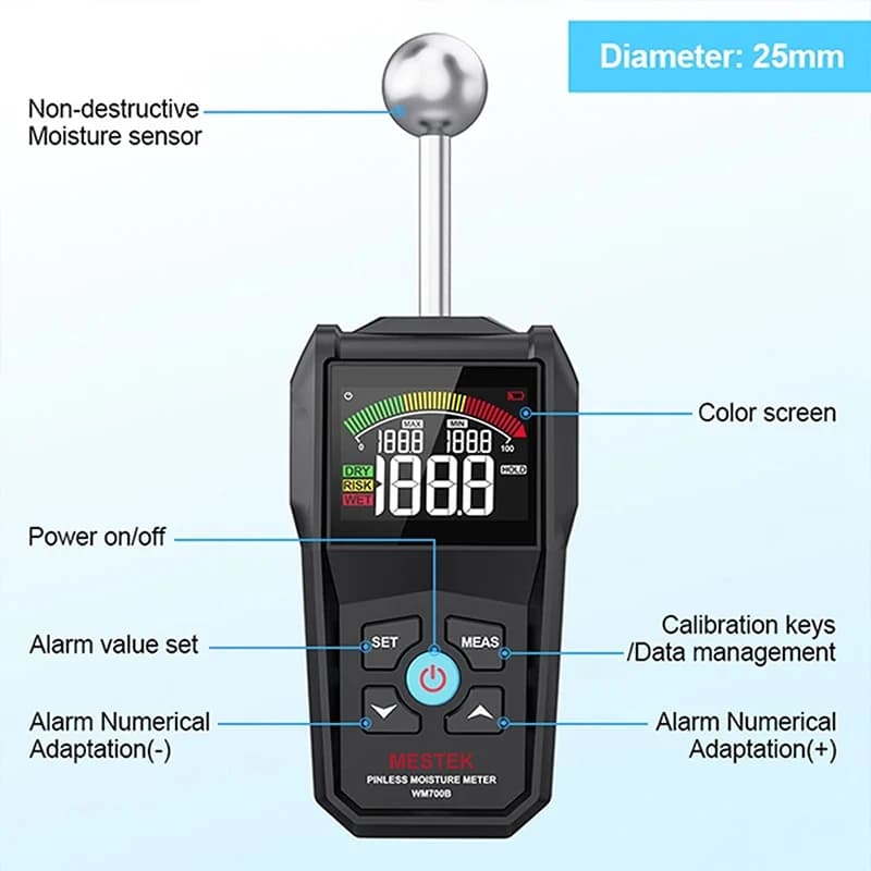 Non-Contact Wood Moisture Detector: Digital Hygrometer for Non-Destructive Timber Testing - Thumbnail 6