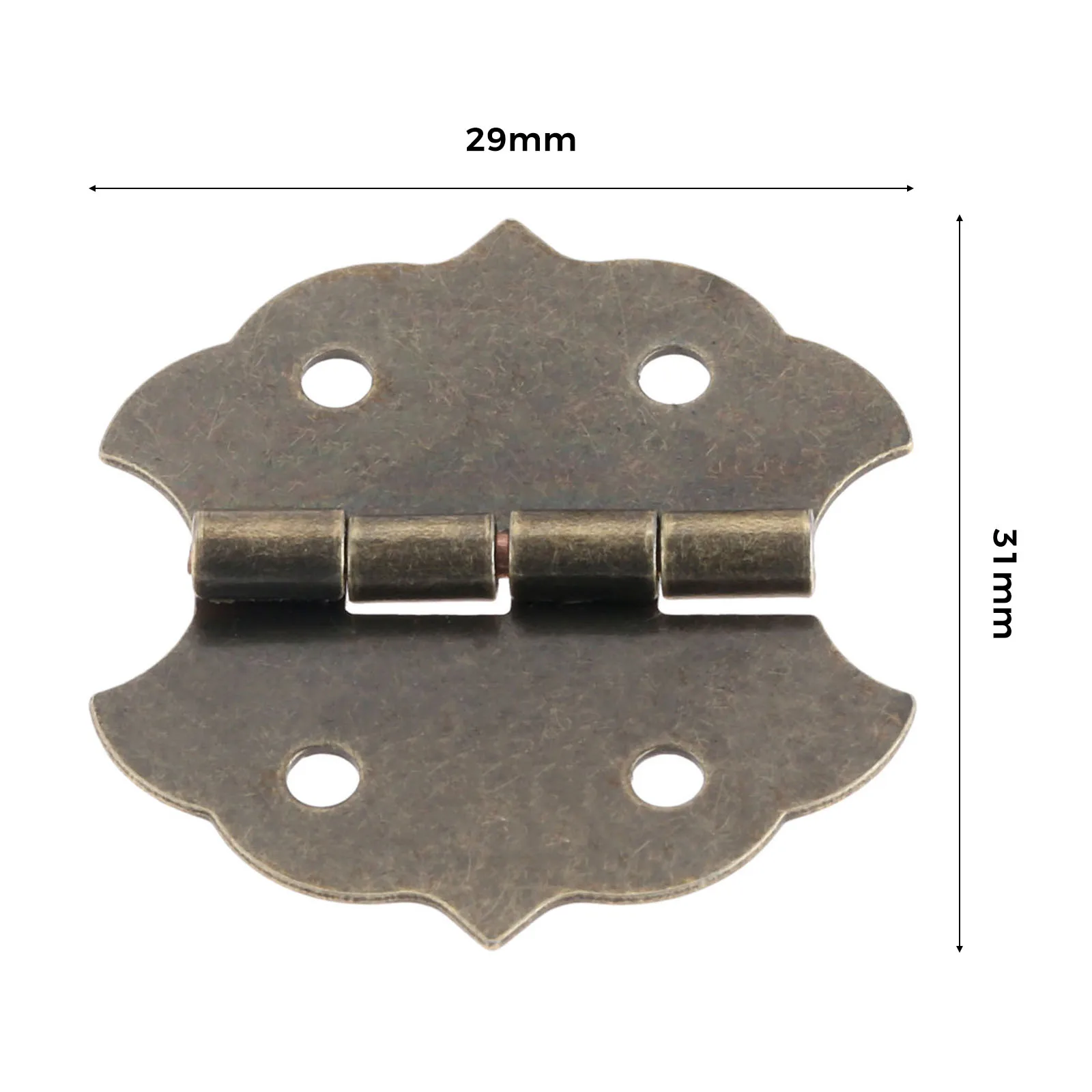 Decorative Butt Hinges 4Pcs | Antique Flower Design 29x31mm | For Jewelry & Cabinet Boxes - Thumbnail 5