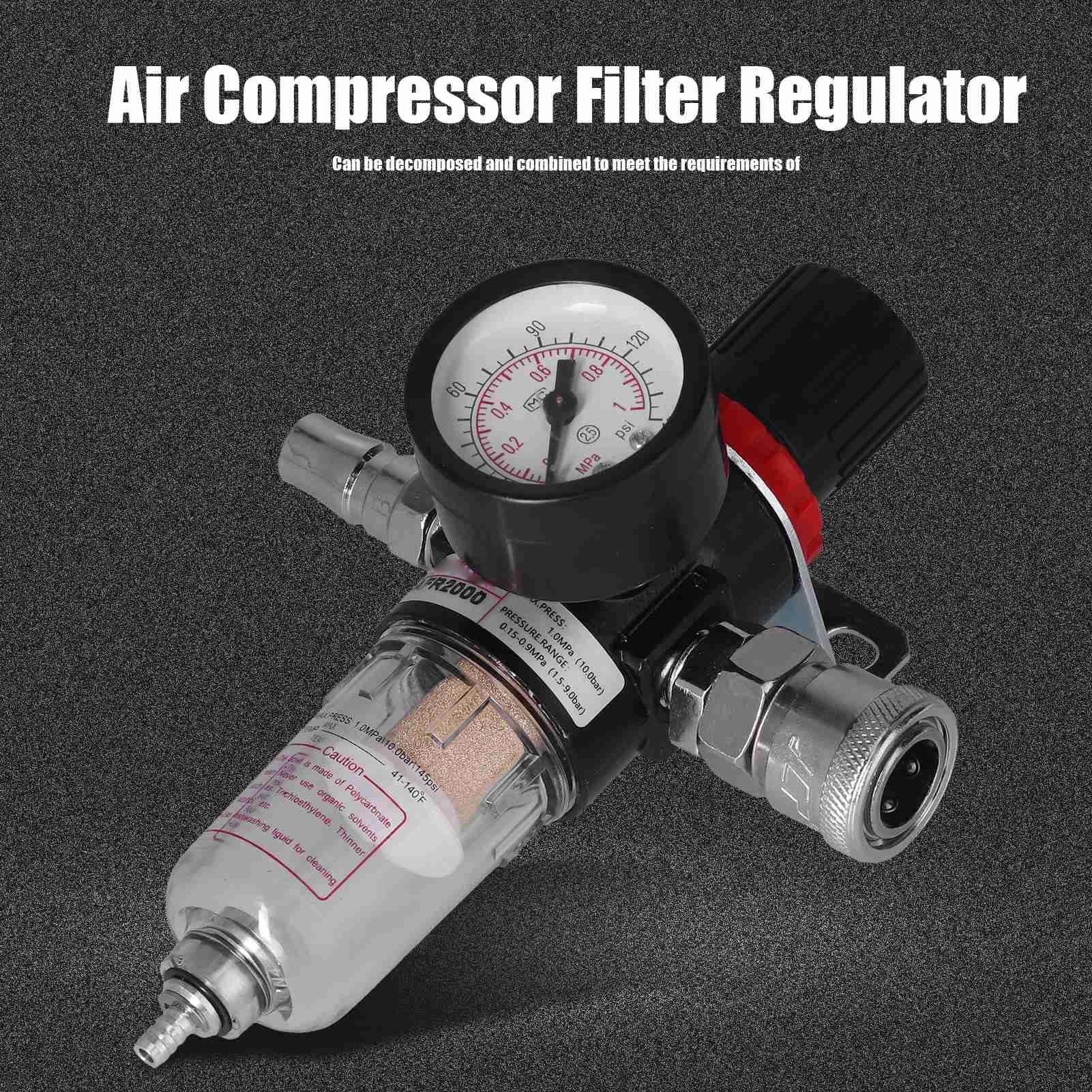 Air Compressor Filter Regulator | 1/4 NPT | AFR2000 with Pressure Gauge & Moisture Separator - Thumbnail 4