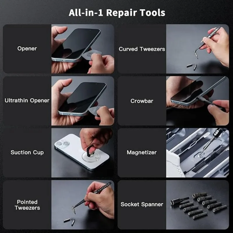JAKEMY 180In1 Black Precision Cordless Electric Screwdriver Set,Magnetic Bits Multifunction Repair Kit For Laptop/Phone/Glasses - Thumbnail 4