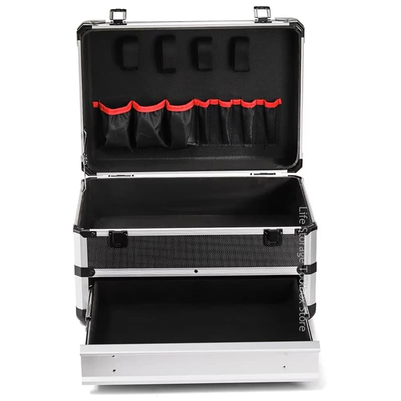 Aluminum Tool Box | Multifunctional Drawer-Type Organizer | Electrician & Mechanic Suitcase - Thumbnail 2