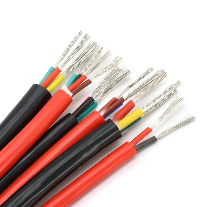 Ultra Soft Multi-Core Silicone Rubber Cable in red and black, showing flexible insulated copper wire with high temperature rating from 0.3mm² to 6mm².
