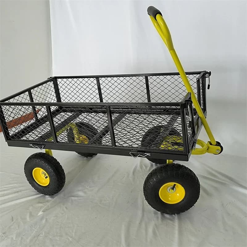 Professional-Grade Garden Cart | Heavy-Duty 4-Wheel Wagon | All-Terrain Pneumatic Tires | Foldable Platform - Thumbnail 4