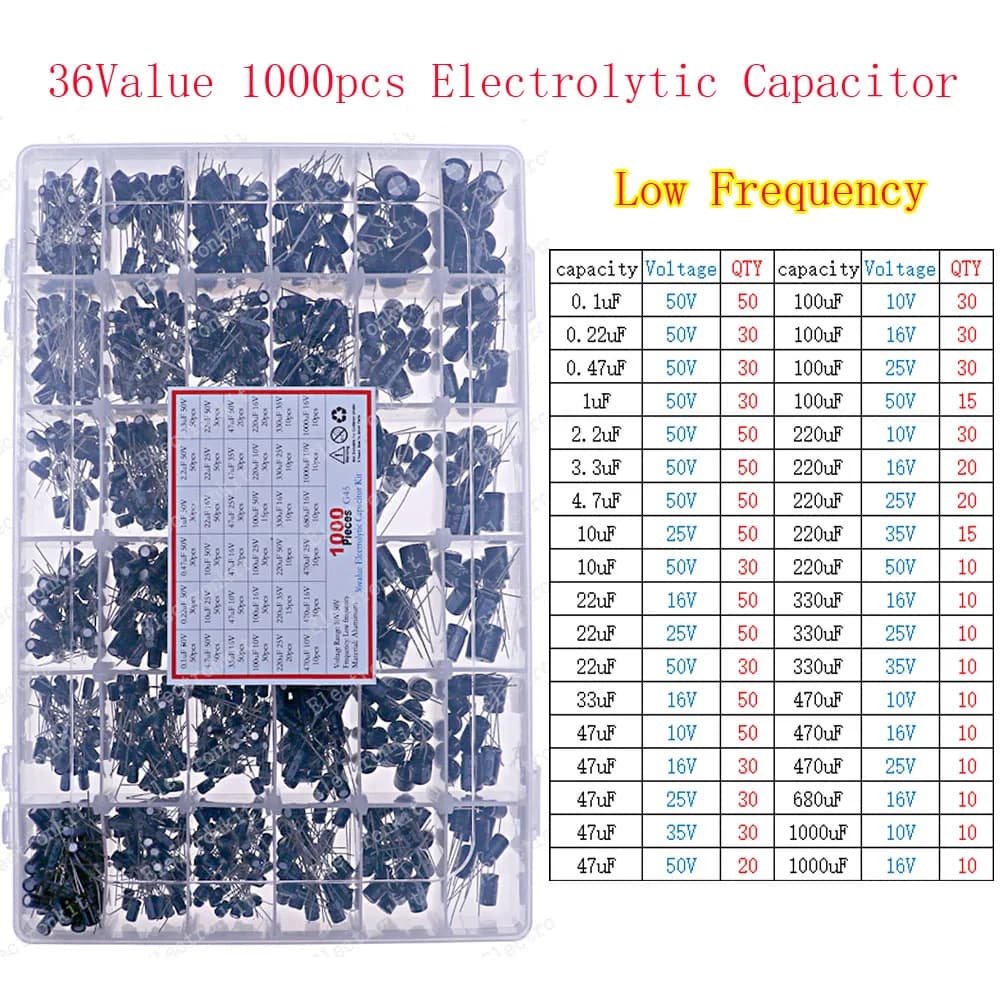 Electrolytic Capacitor Assortment Kit | 16V-400V | 1uF-1500uF | DIP & SMD - Thumbnail 6
