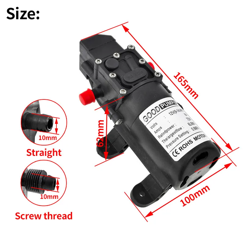 Pressure 12V Auto Water Pump | 0.9MPA & Self-Priming | Professional Grade Diaphragm Pump - Thumbnail 3