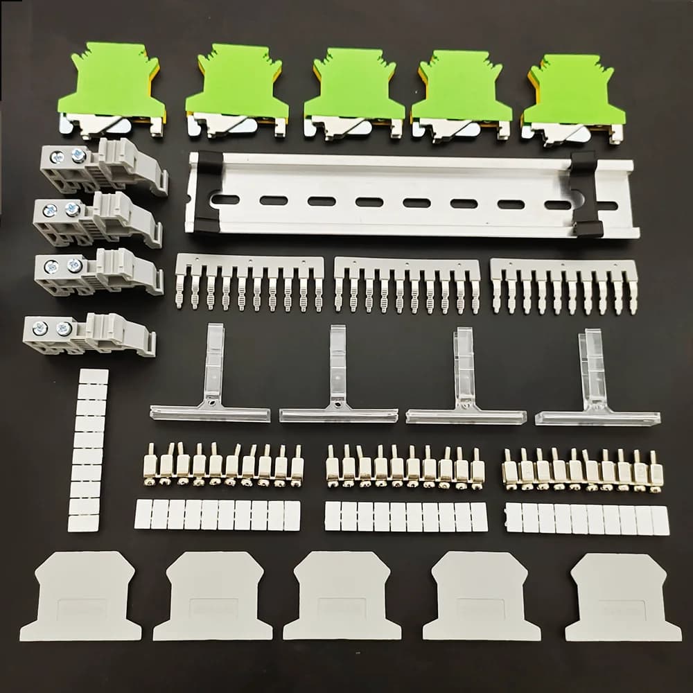 UK2.5B DIN Rail Terminal Blocks Jumpers End Covers Fixed Bridge Marker Strip Aluminum Rail Assembly 2.5mm² Cable Connector Kit - Thumbnail 3