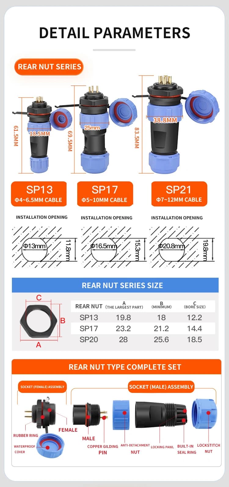 Waterproof Wire Connectors | IP68 Rated | Solderless Screw Terminals (2-7 Pin) - Thumbnail 5