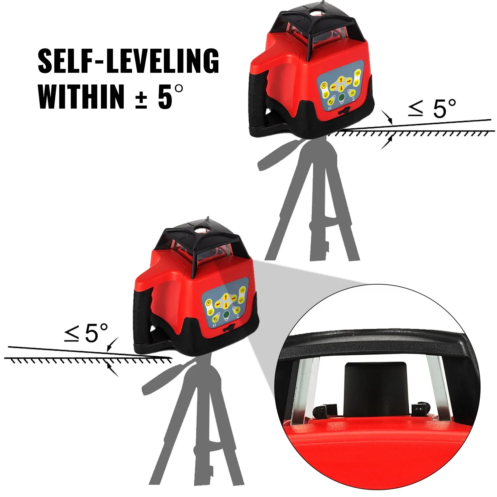 Laser Level | Automatic Self-Leveling Red Beam | Remote & Receiver Kit - Thumbnail 4