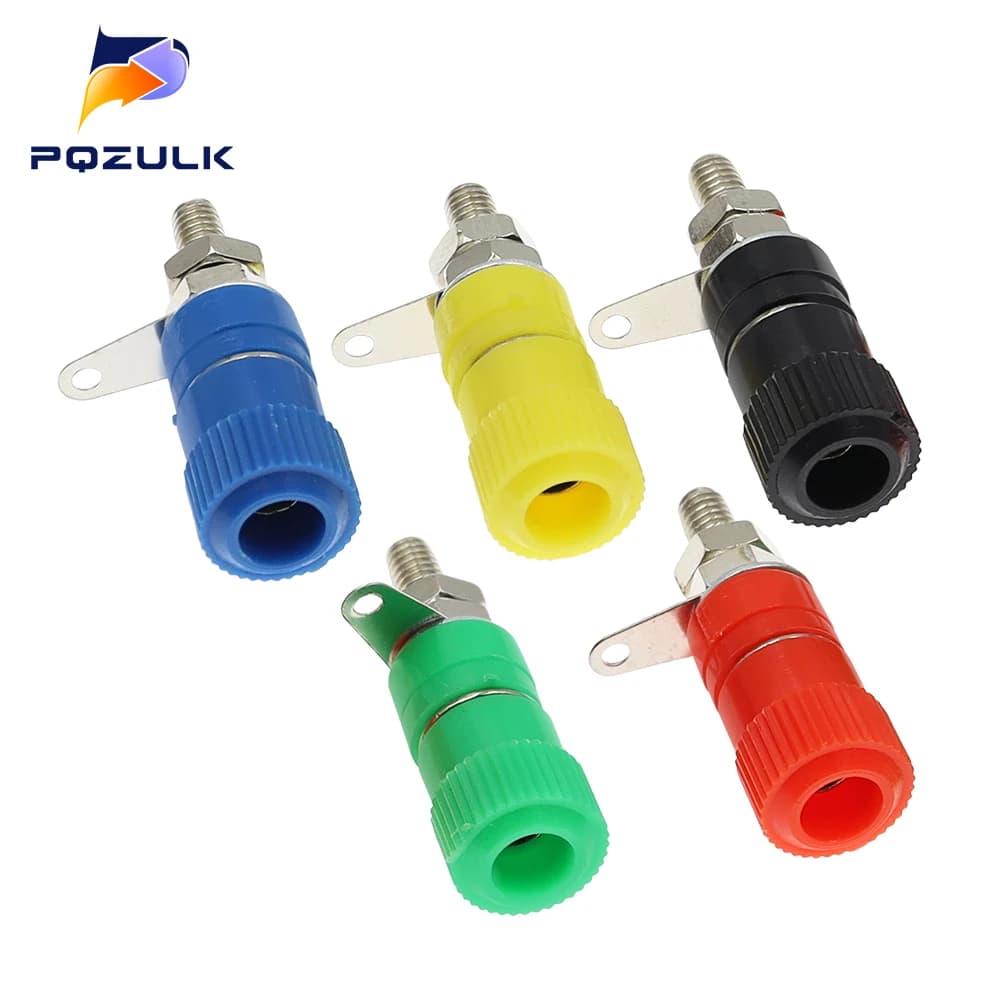 4mm Banana Plugs & Binding Posts | 5-Pack Nickel-Plated Connector Set for Secure Audio & Test Connections - Thumbnail 2