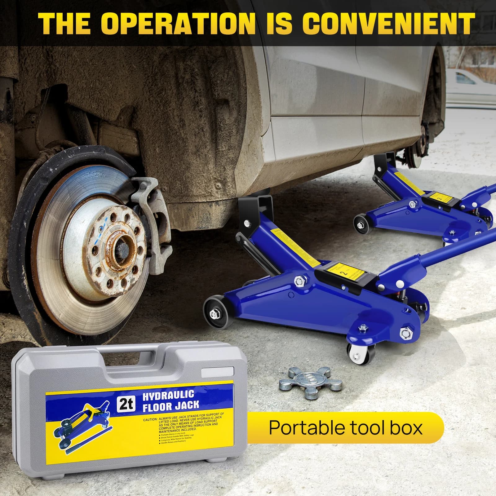 Low-Profile Floor Jack | 2-Ton Heavy-Duty Lift | For Car, Van & Garage Tire Repair - Thumbnail 4