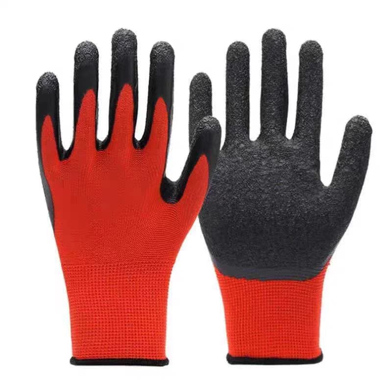 Crinkled anti-slip work gloves with high-grip texture, wear-resistant construction for labor protection and anti-skid safety.