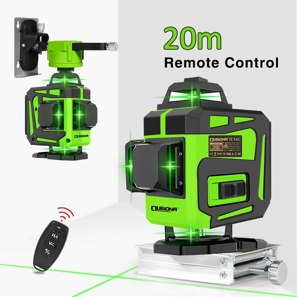 Laser Level | 16/12 Green Beam Lines | 360° Horizontal & Vertical Self-Leveling - Thumbnail 4