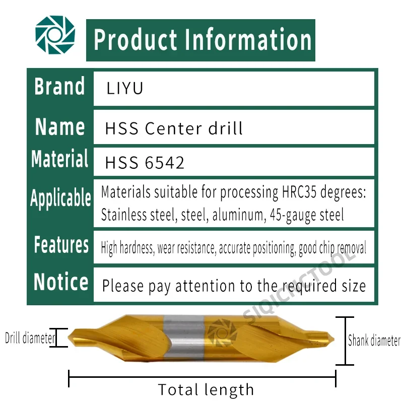 Center Drill Set | 60 Degree Ti-Coated Countersinks | 6pcs 1-5mm for Lathe & Metal Centering - Thumbnail 4