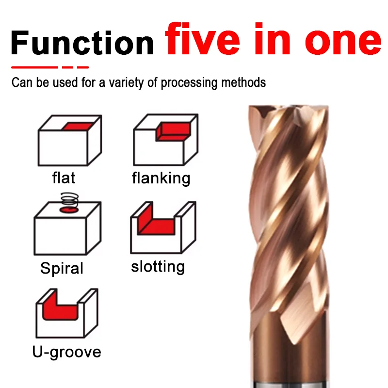 Steel CNC End Mill | 4 Flute HRC60 Metal Milling Cutter | 4mm-20mm Sizes - Thumbnail 3