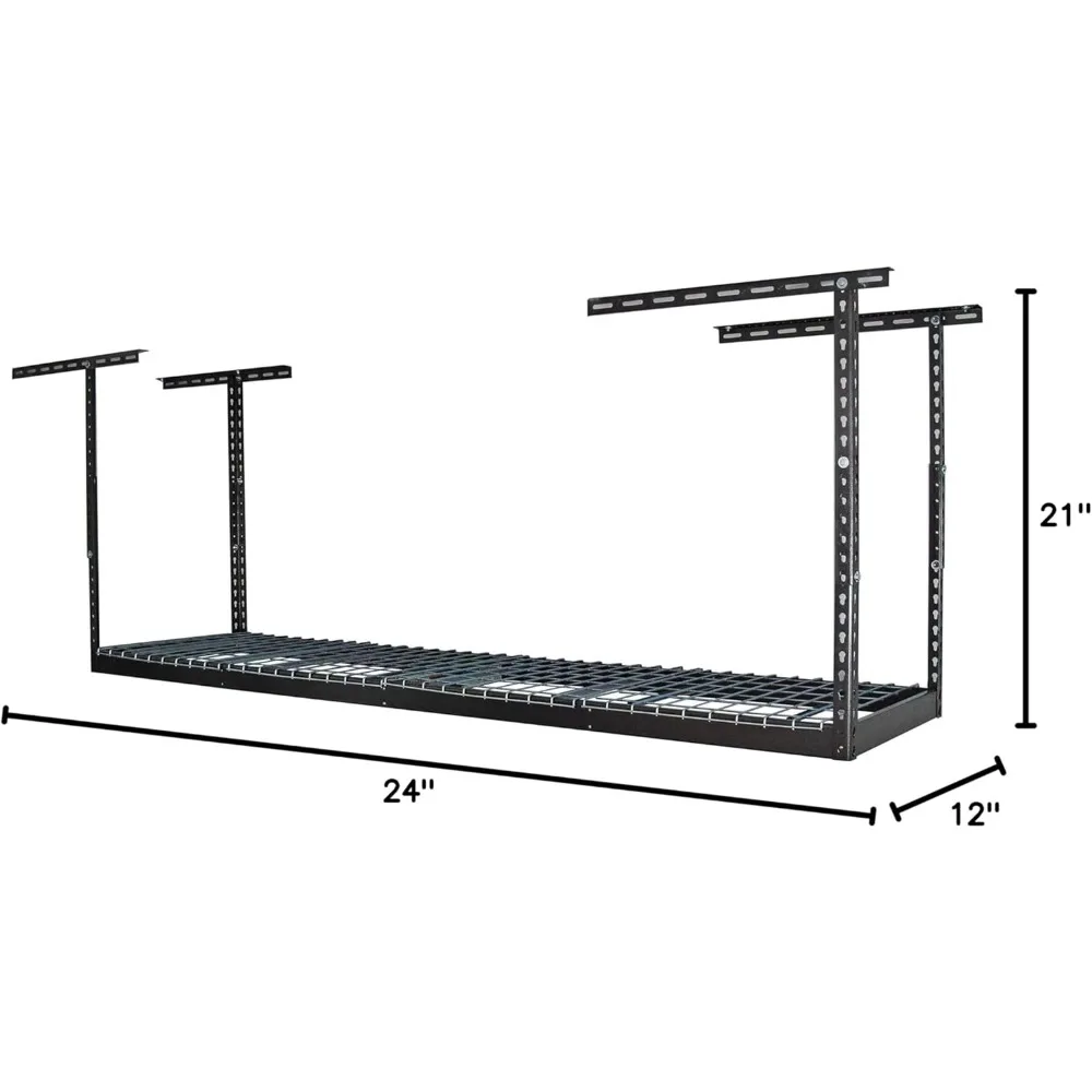 Heavy-Duty Overhead Garage Storage Rack | 350 lb Capacity | Adjustable Ceiling-Mounted Steel Shelving - Thumbnail 2