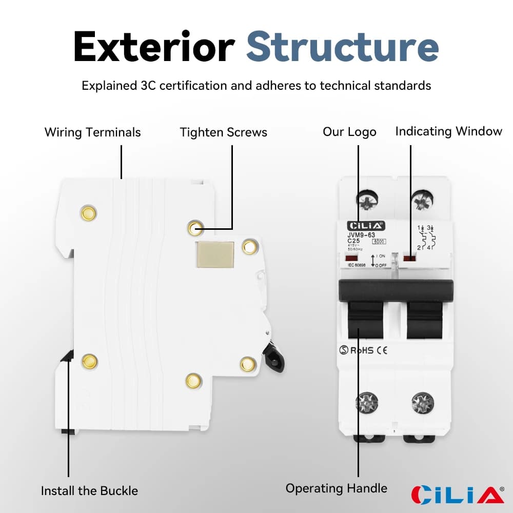 DIN Rail Miniature Circuit Breaker | 1P+N & 2P | 10-32A | 120/240V AC | CE Certified - Thumbnail 3