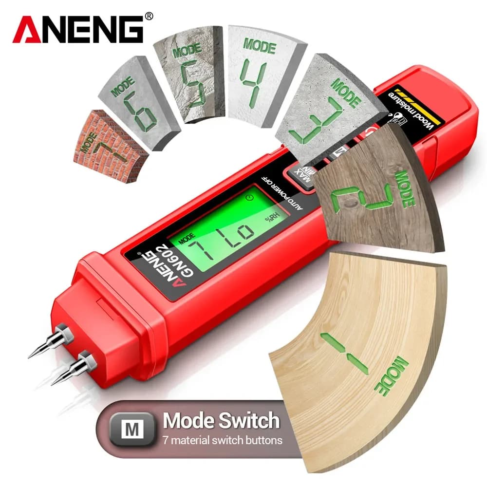 Wood Moisture Meter | 0-58% Detection Range | Backlit Digital Display for Building Materials - Thumbnail 4
