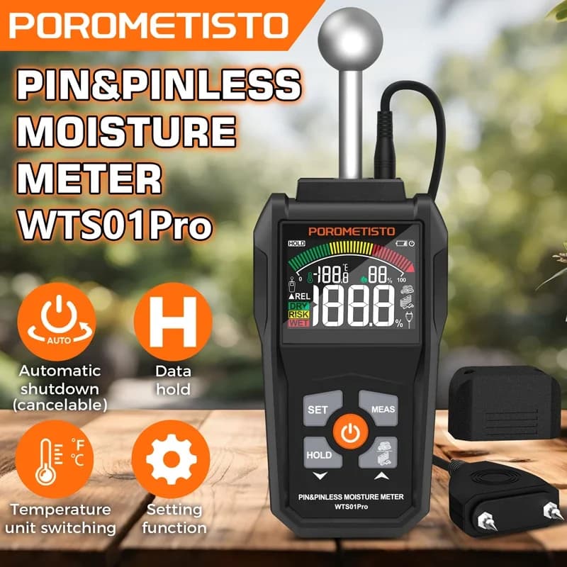 Digital Wood Moisture Meter | Pin & Pinless | 0-99.9% Timber Humidity Tester - Thumbnail 3