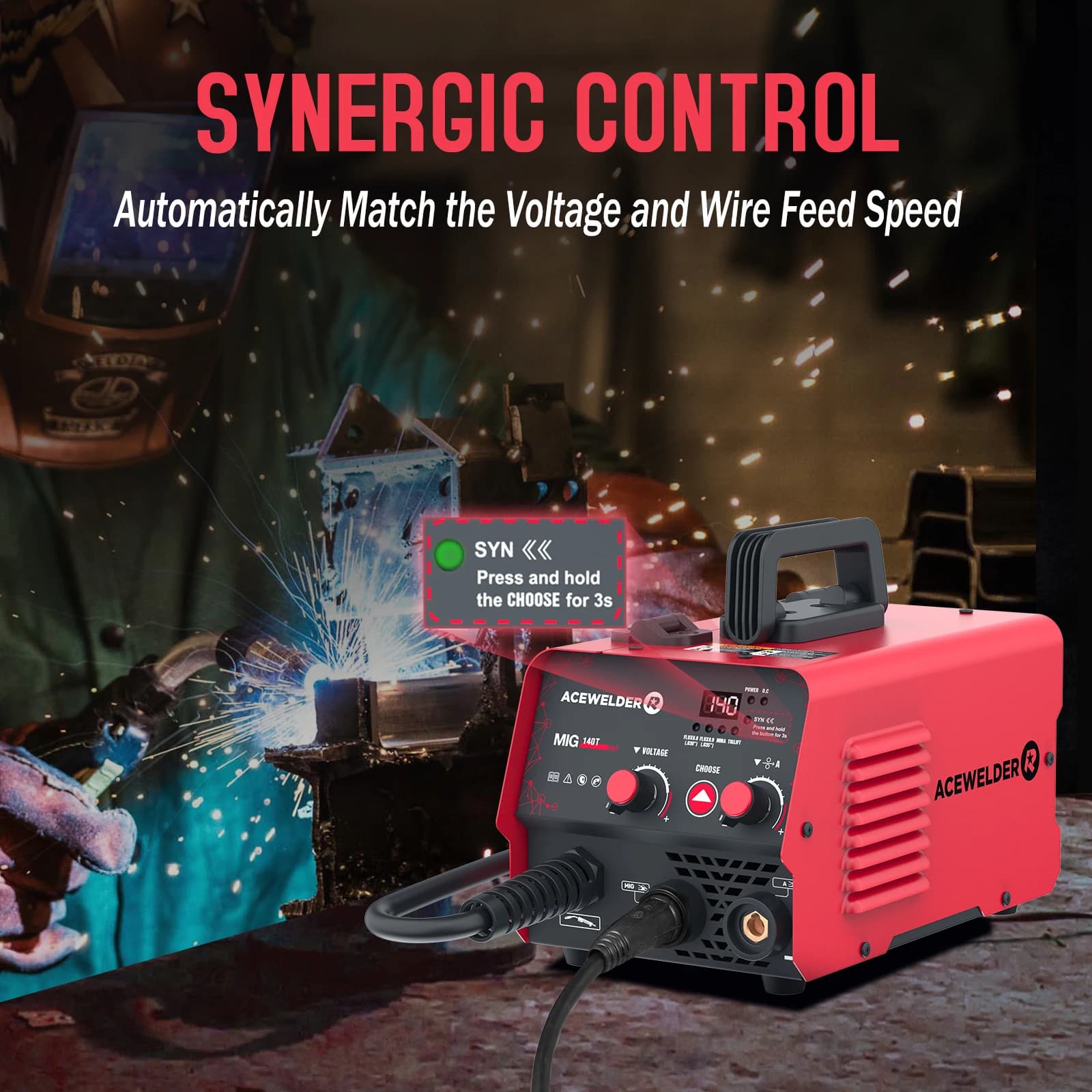 140A IGBT Inverter Welder | 3-in-1 MIG, ARC, Lift TIG | 110V Gasless Welding Machine - Thumbnail 4