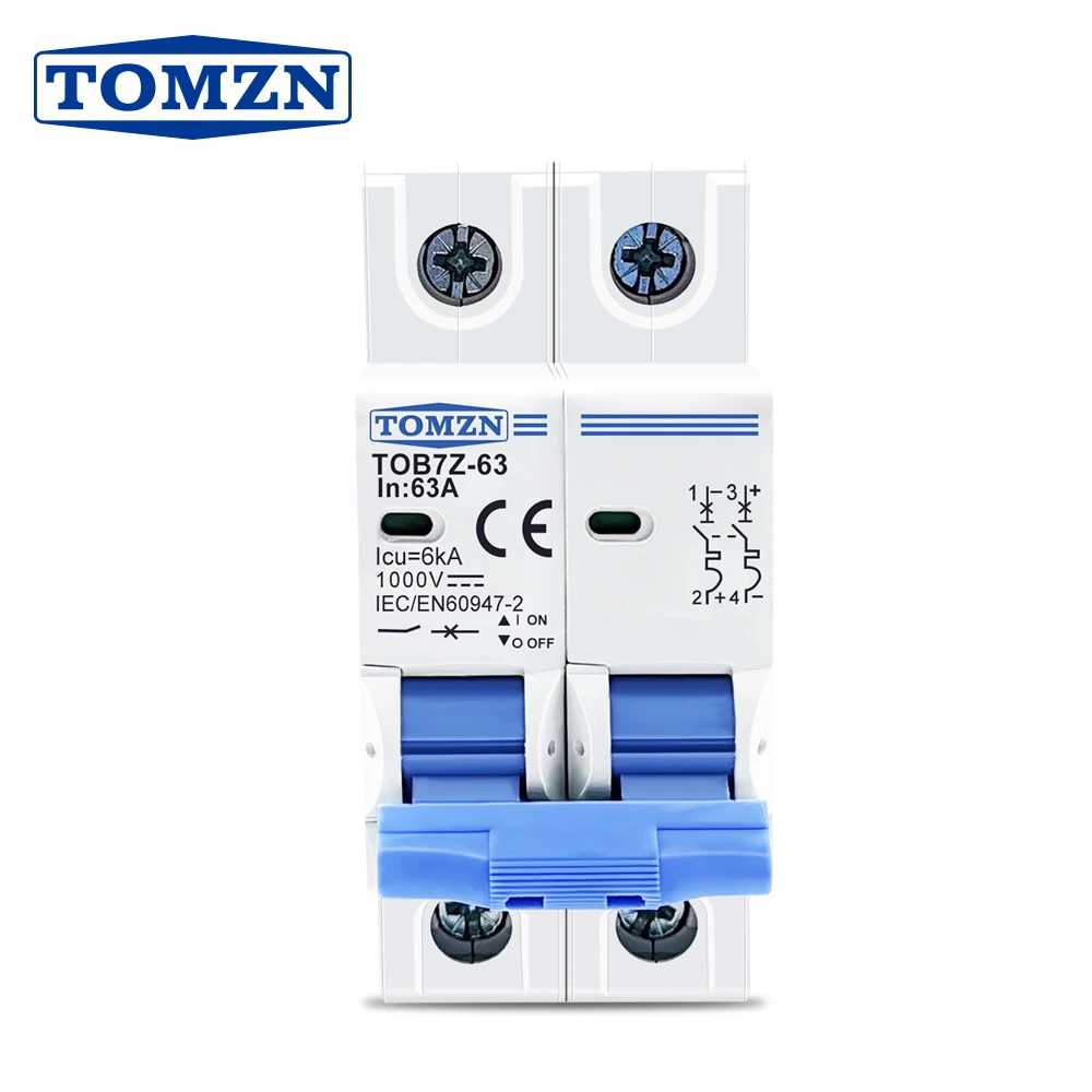 DC Solar Circuit Breaker | 2-Pole 1000V MCB | 3A-63A Protection for PV Systems - Thumbnail 2