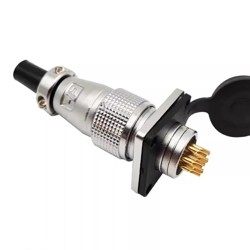 Aviation Connector | 6-19 Pin Threaded Coupling | Industrial-Grade Metal Panel Socket & Plug - Thumbnail 4
