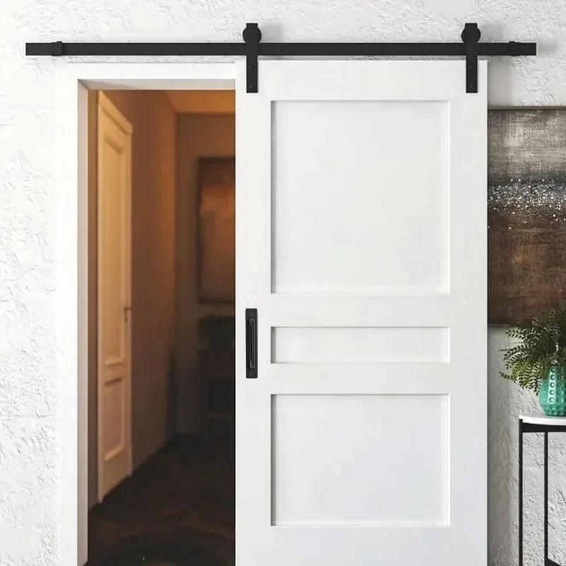 Door Handles | Black Aluminum Alloy Pulls with Plate | Sliding Cabinet & Door Hardware - Thumbnail 6