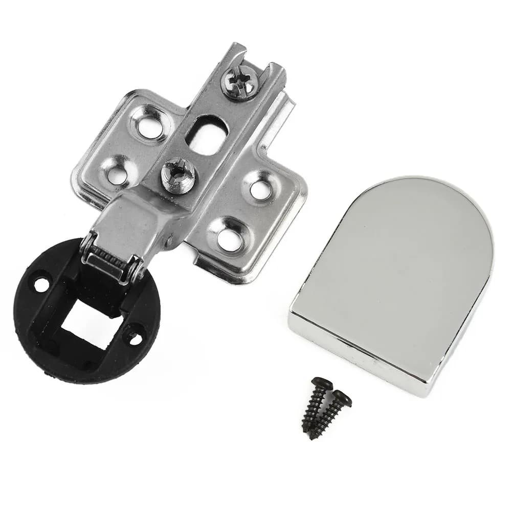 Round Glass Cabinet Hinges | Plastic Wine Buffer Design | For Kitchen Cupboard & Furniture Doors - Thumbnail 4