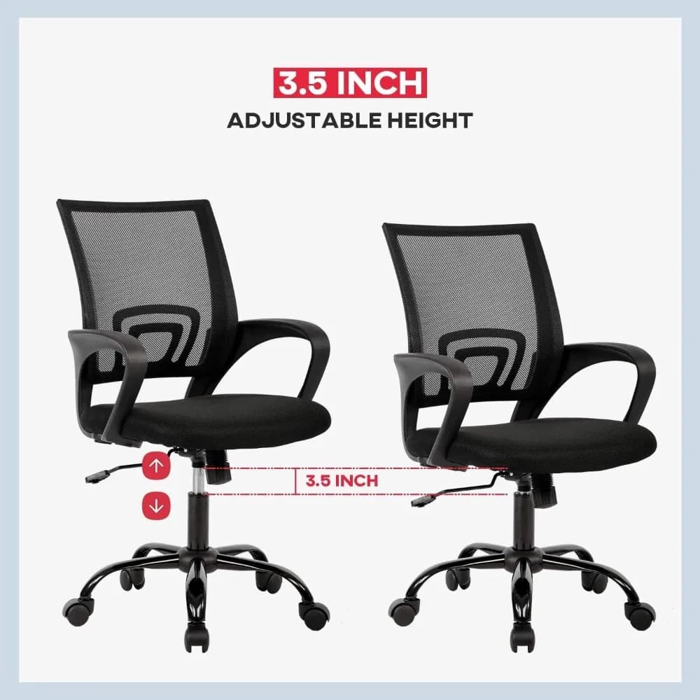 Mesh Office Chair | Back Pain Relief with Lumbar Support | Adjustable Computer Desk Chair - Thumbnail 4