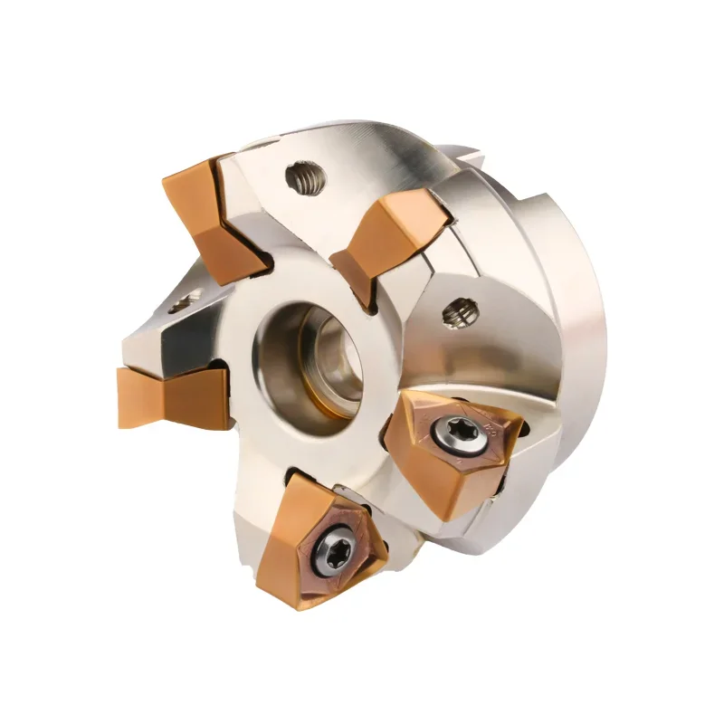 90-degree double-sided hexagonal face milling cutter with WNMU0806 inserts for heavy-duty machining operations on milling machines.