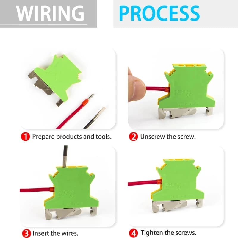 10 pces uslkg série universal din trilho montagem parafuso conector uk duas cores tensão amarelo-verde aterramento terminal - Thumbnail 2