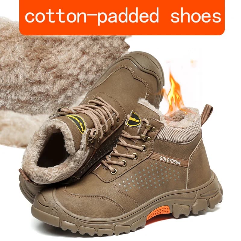 Steel Toe Work Boots | Thickened Wool & Non-Slip | Men's Snow & Security Shoes - Thumbnail 2