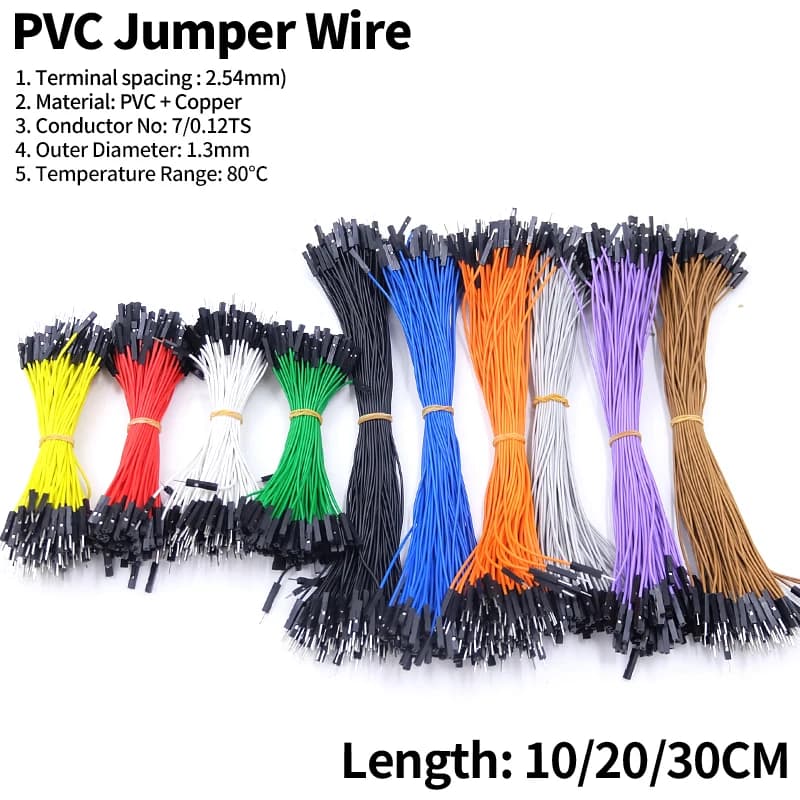 Solderless Jumper Wire Kit | 20-Piece Dupont Connectors | 26AWG Copper for Arduino & Breadboards - Thumbnail 2