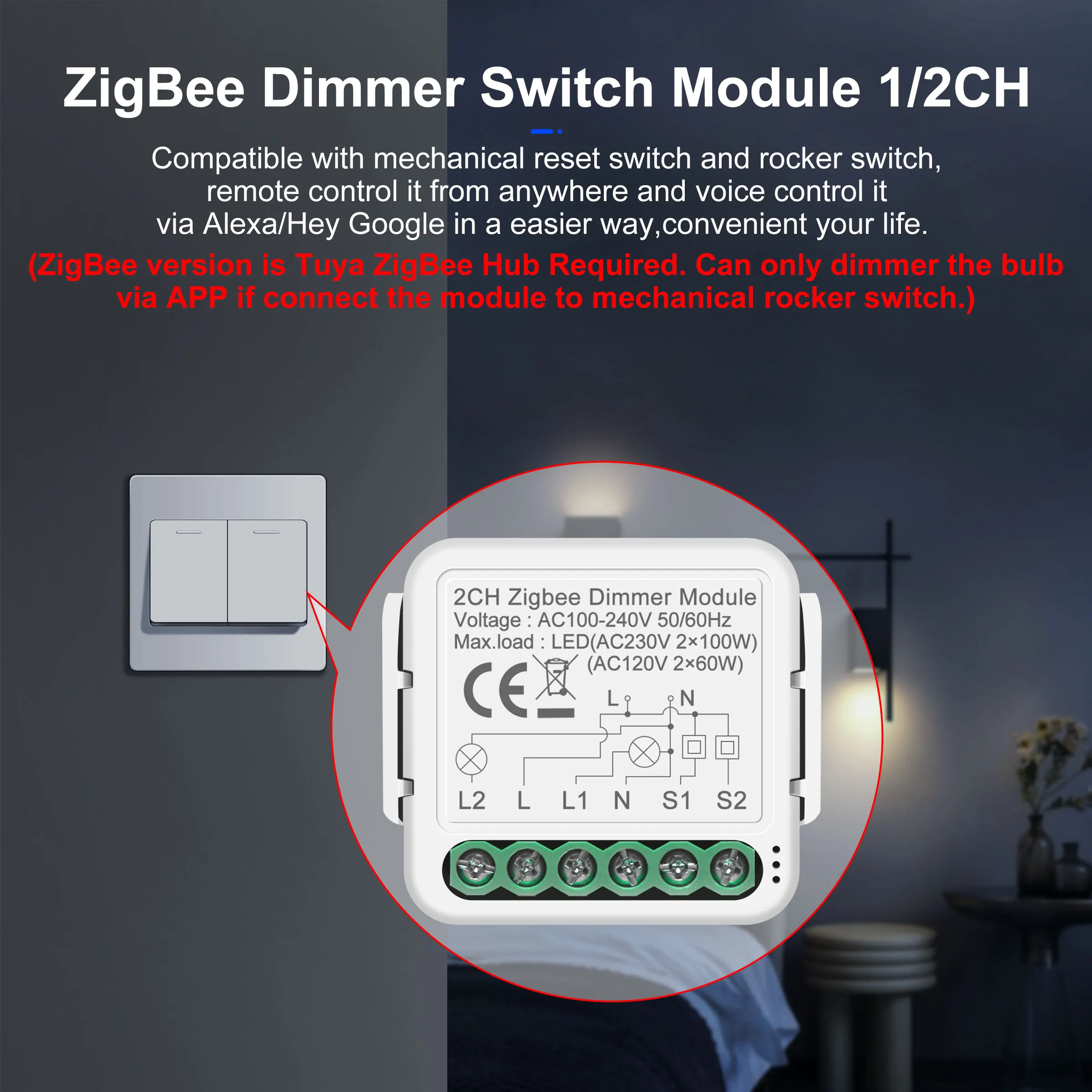 Smart Home Automation Module | Universal Relay for Lights, Curtains & Dimmers | Alexa & Google Assistant Compatible - Thumbnail 6
