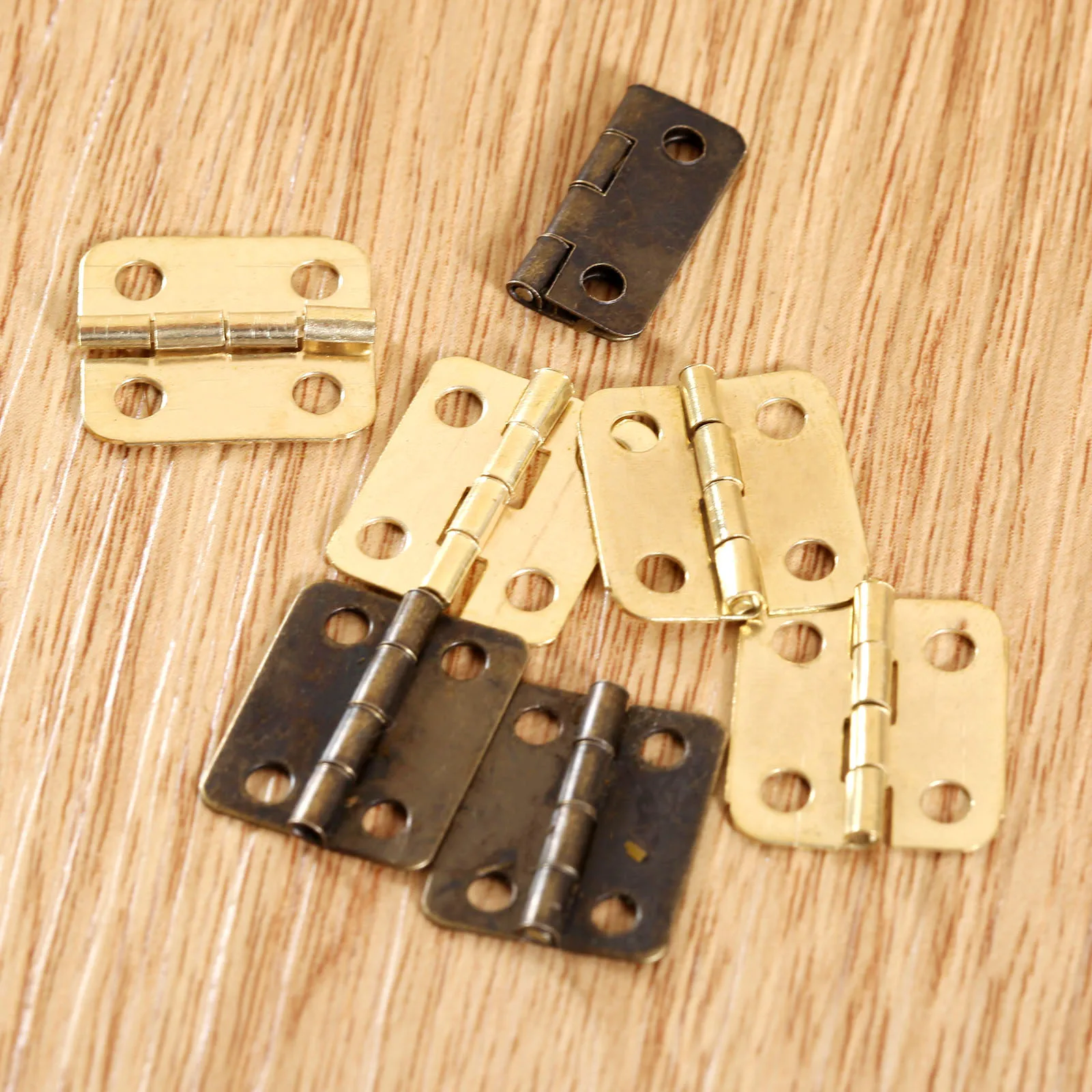10 Pcs Antique Bronze Cabinet Hinges | 16x13mm Small Furniture Fittings | For Jewelry & Wood Boxes - Thumbnail 4