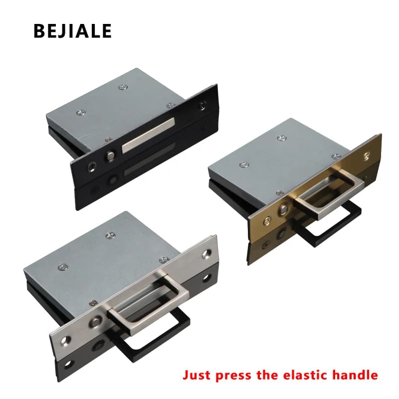 Built-In Pocket Door Lock | Press Spring Hidden Latch | Sliding & Shift Door Lock Hardware - Thumbnail 6