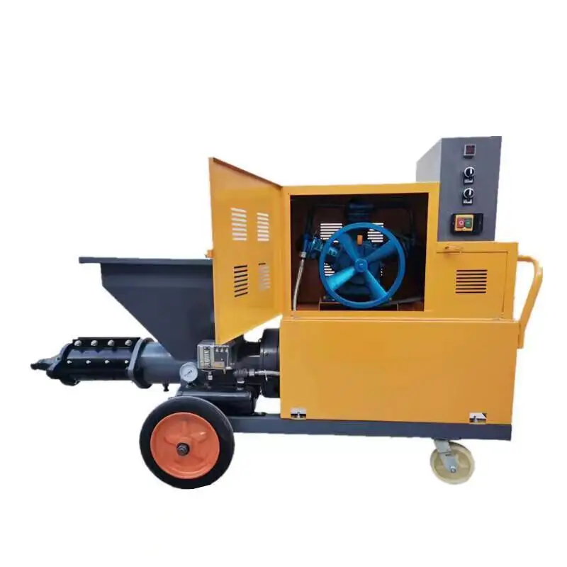 High Performance 100L Electric Diesel Cement Plastering Machine for concrete and mortar spray application on construction walls.