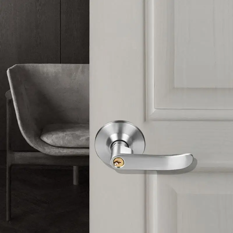 Three Bar Door Handle Lock Set | Silent Ball Lock with 3 Keys | For Bedroom & Interior Doors - Thumbnail 4