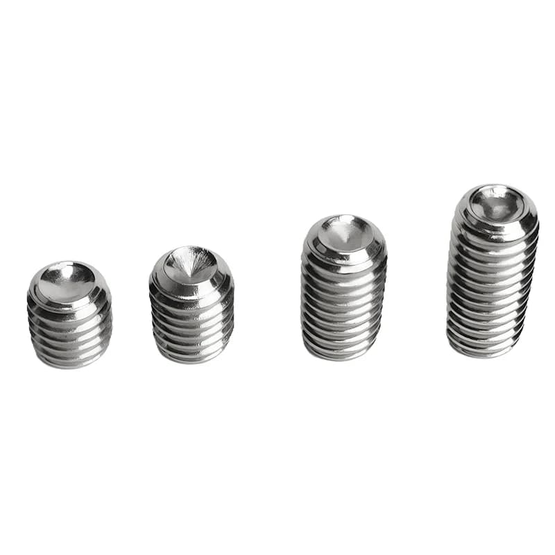 304 stainless steel hex socket set screws assortment with cup point. DIN 916 grub screws in M3, M4, M5, M6, M8, and M10 sizes for secure fastening applications.